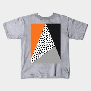 Geometric Polka Dot, Black, Orange and Grey Kids T-Shirt